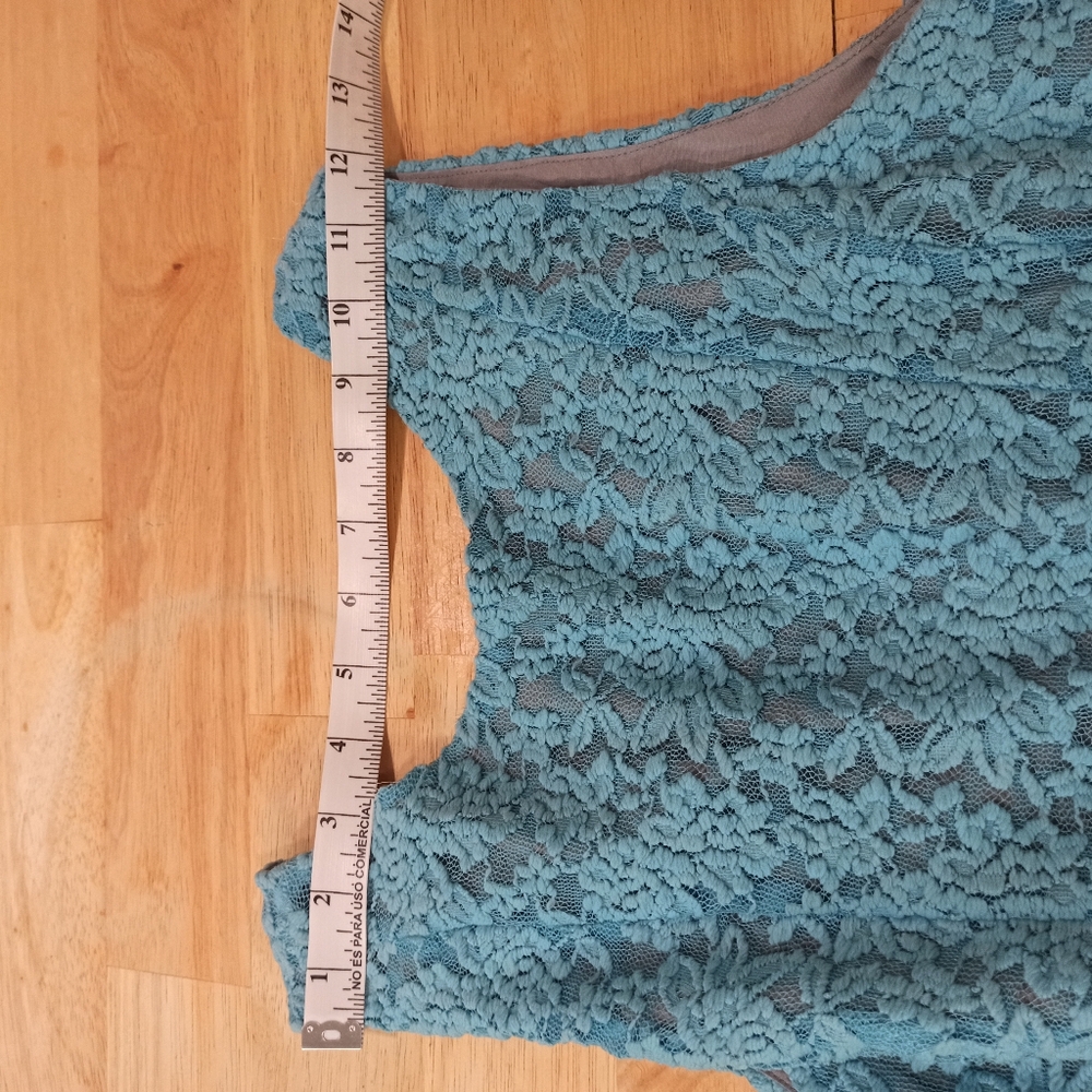 Darling Dress Aqua Lace Blue Floral small Back Zip Up - Picture 12 of 16